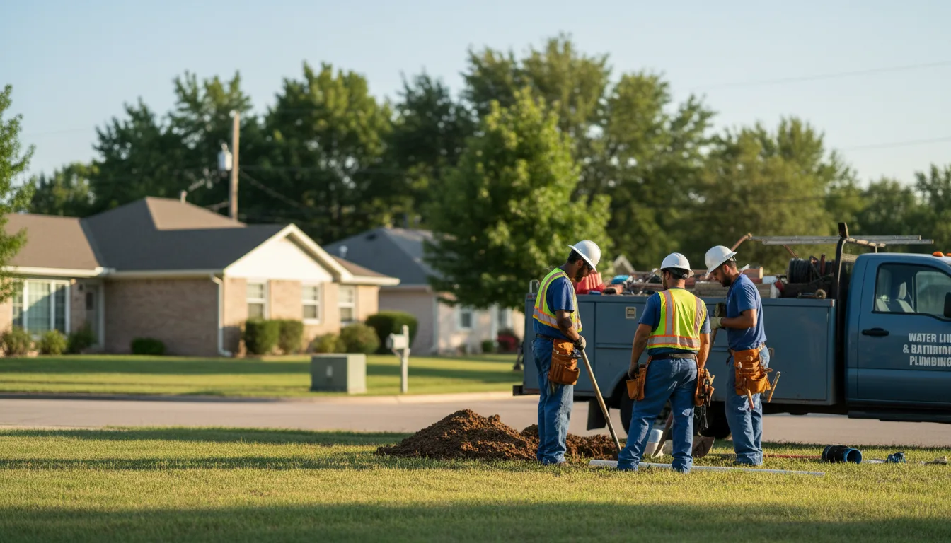Residential water line and bathroom plumbing service in Strang, OK